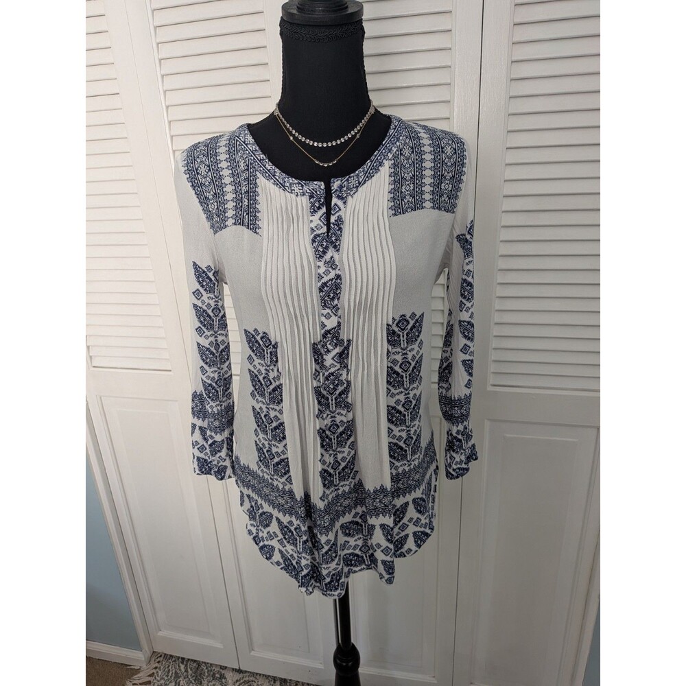 Daniel Rainn Top Women S Pleats Tunic Shirt Blouse Boho Peasant Western Cowgirl